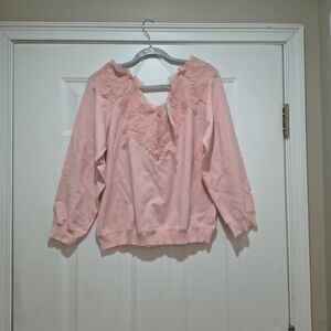NWT Jun & Ivy Lace V Neck Romantic Sweater Size 1X